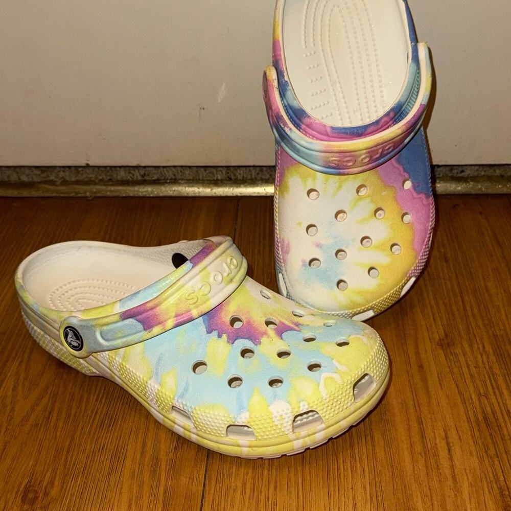 Crocs J5 Tie Dye Big Kids Tie-die Pastel - Rainbow Pink Blue Yellow
